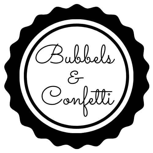 logo bubbels en confetti