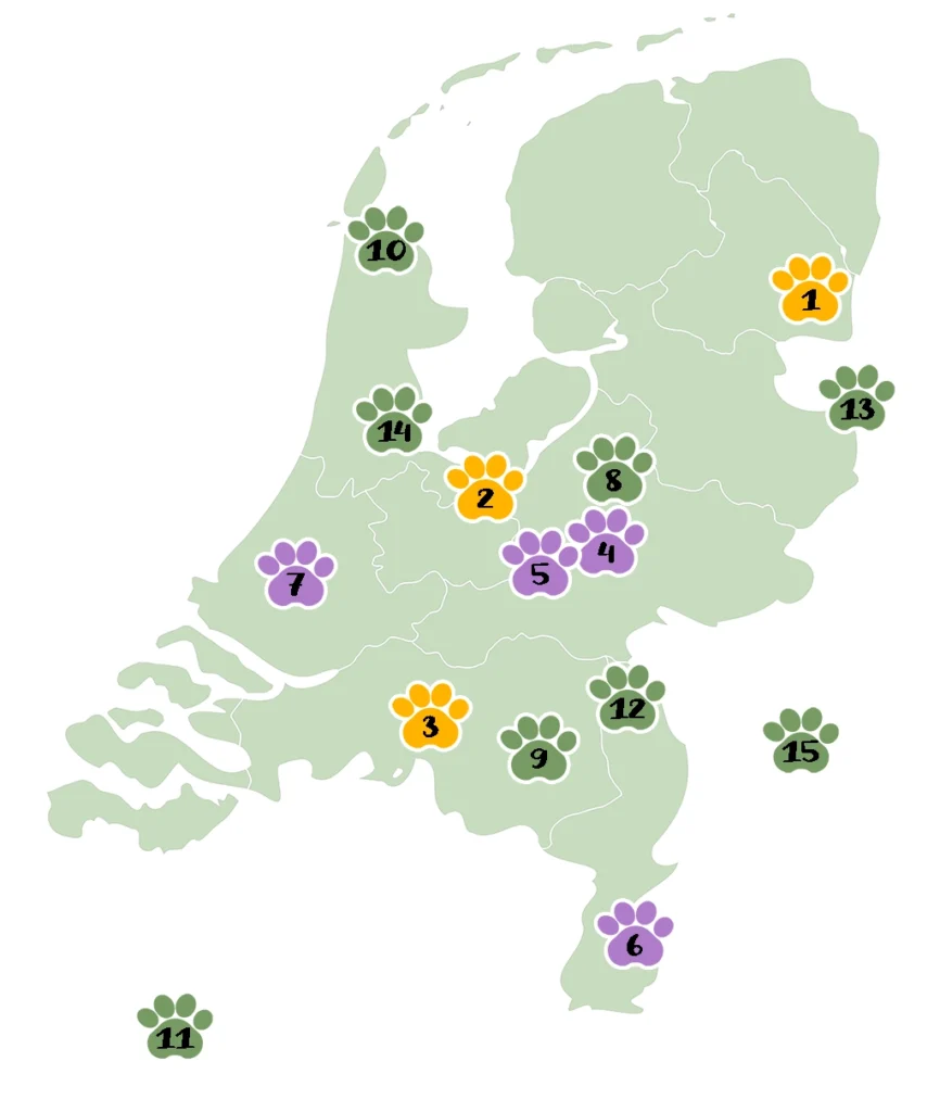 kaart van de leukste dierenparken van Nederland