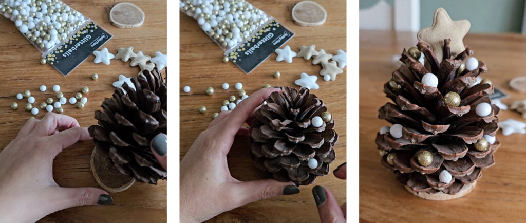kerstboom knutselen van een dennenappel